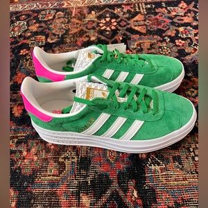 NWT Adidas Gazelle Bold originals Platform Sneakers Green size women's 7.5